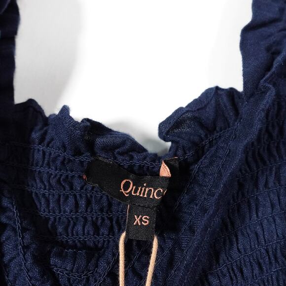 New Quince Women’s Deep Navy Organic Cotton Poplin Smocked Midi Dress XS 4042-80 - Picture 9 of 9